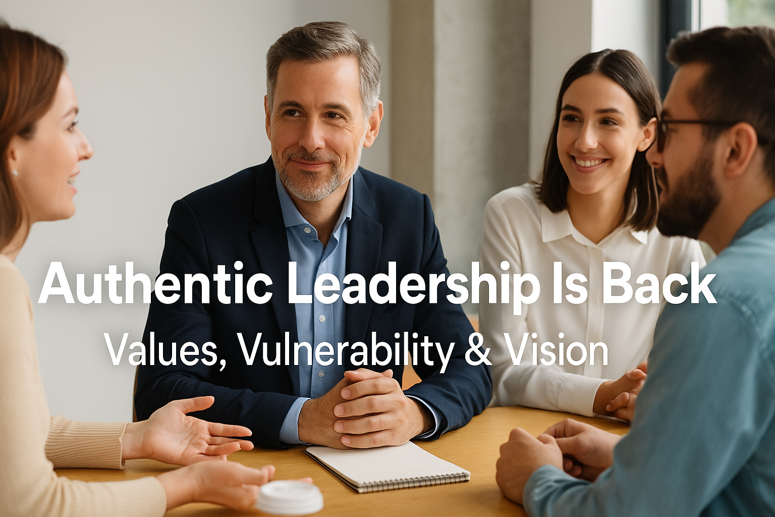 Authentic leader practicing vulnerability and listening.