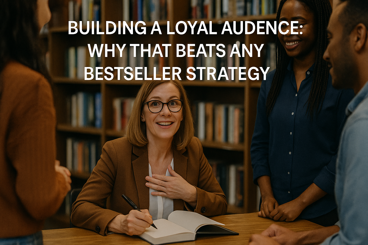 Christian author connecting with loyal readers at event.