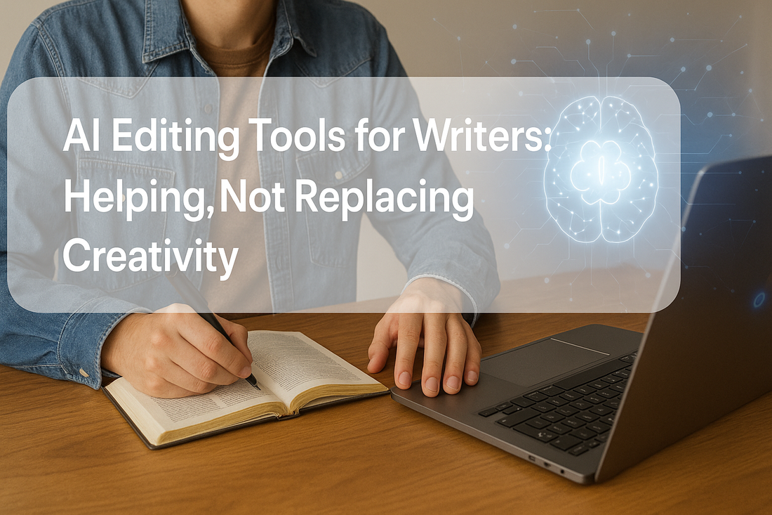 Christian author using AI editing tools while maintaining creative focus.