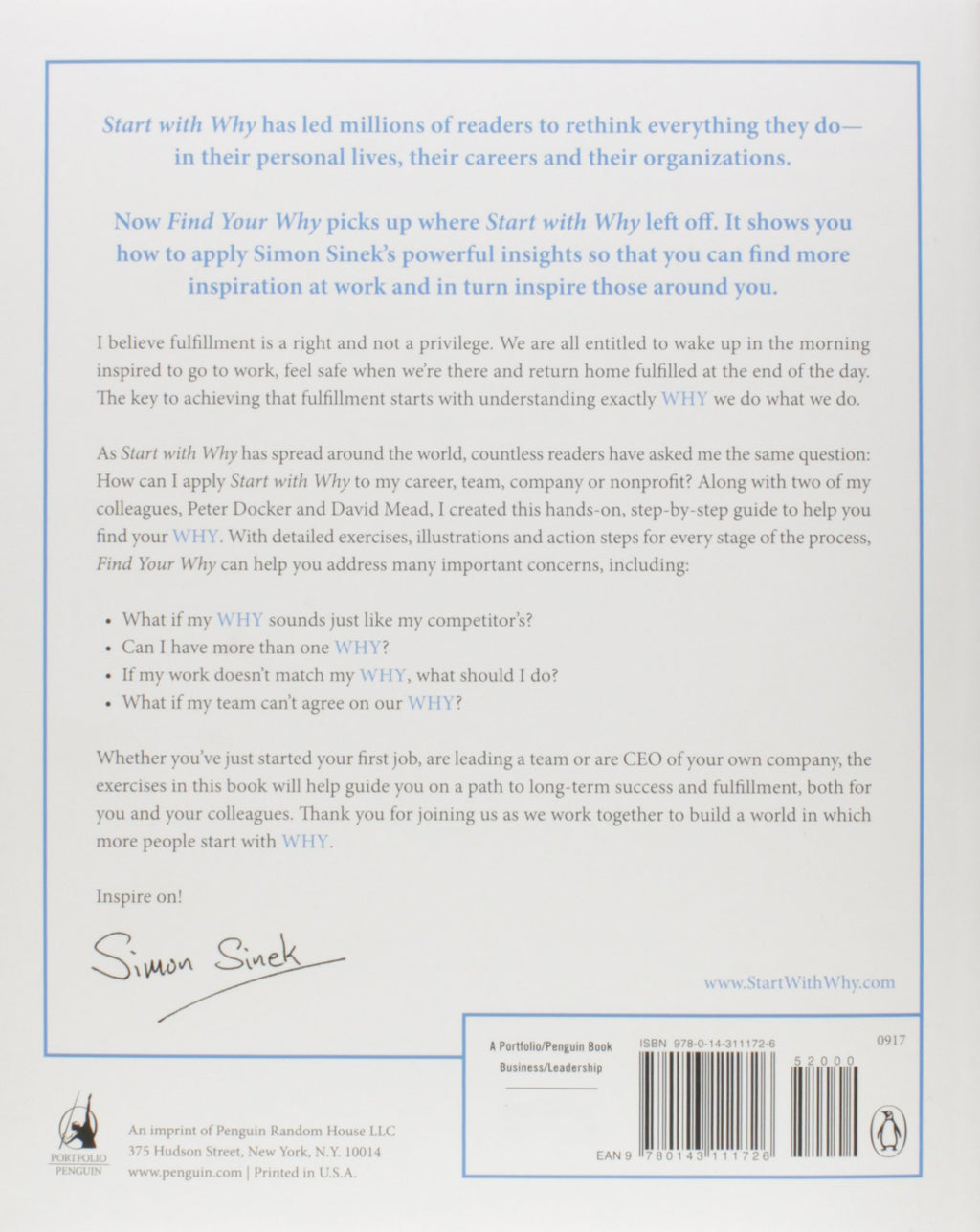 Find Your Why: A Practical Guide for Discovering Purpose for You and Your Team