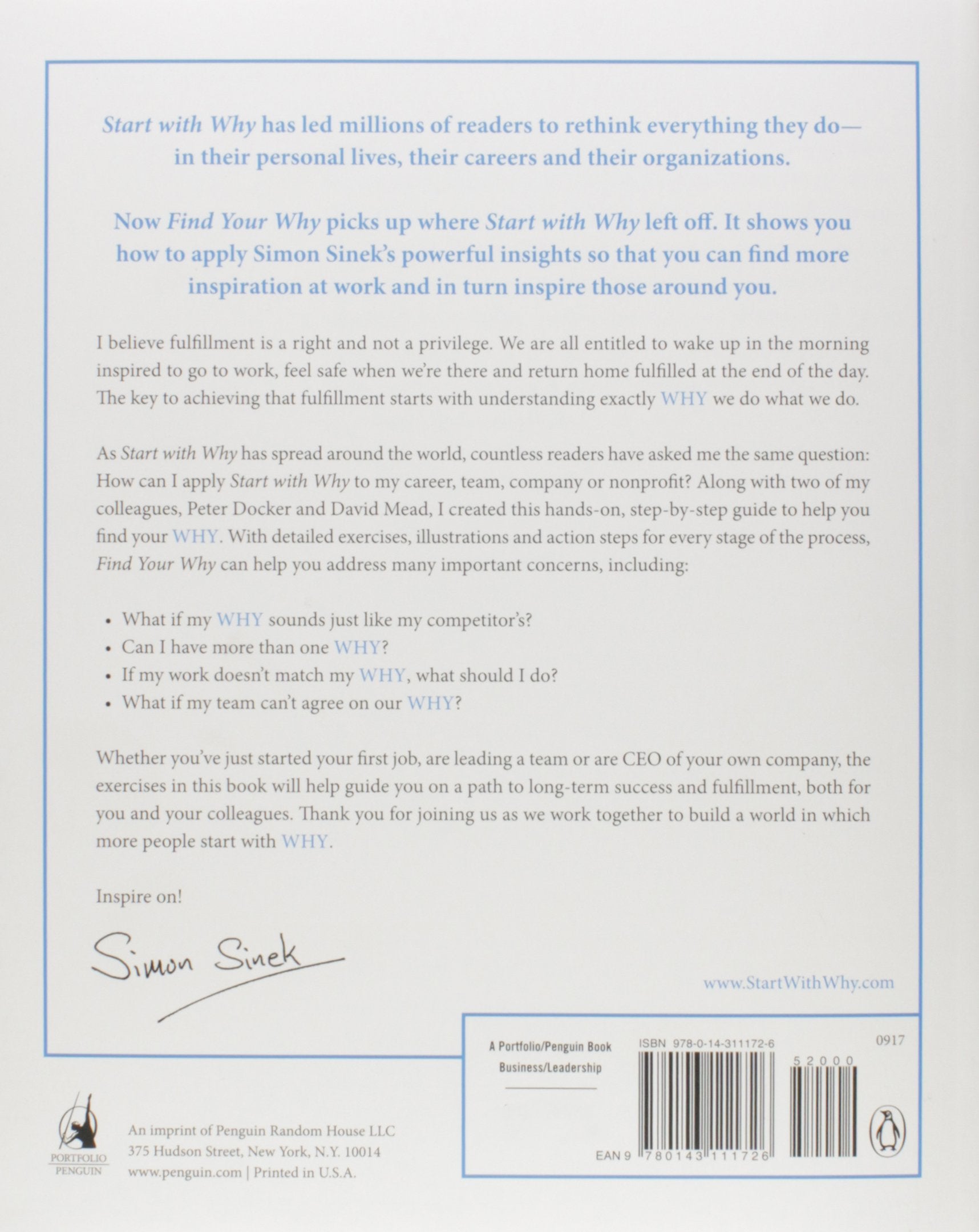 Find Your Why: A Practical Guide for Discovering Purpose for You and Your Team