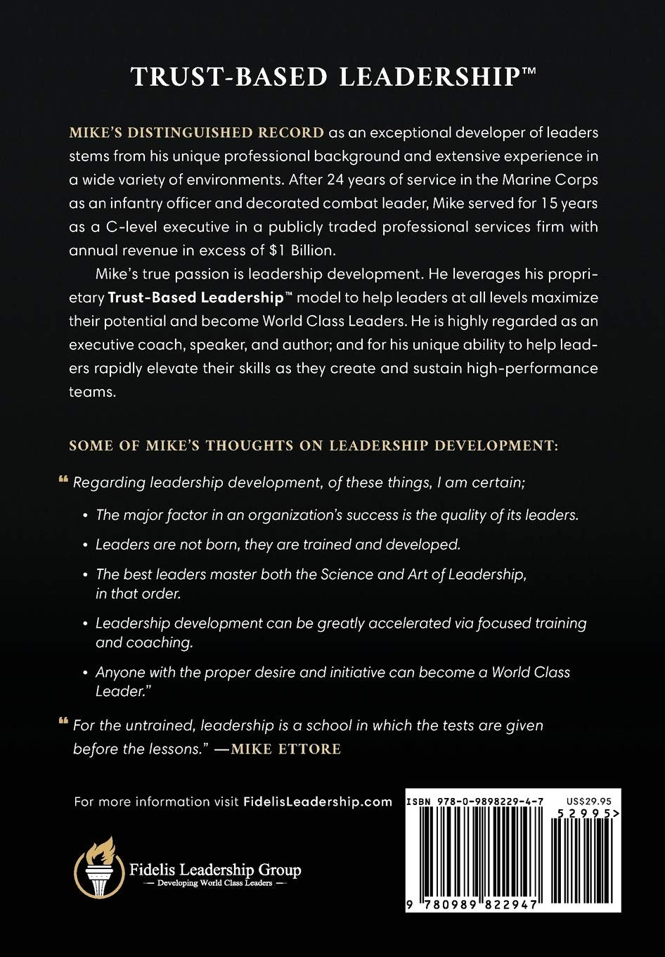 Trust-Based Leadership: Marine Corps Leadership Concepts For Today's Business Leaders
