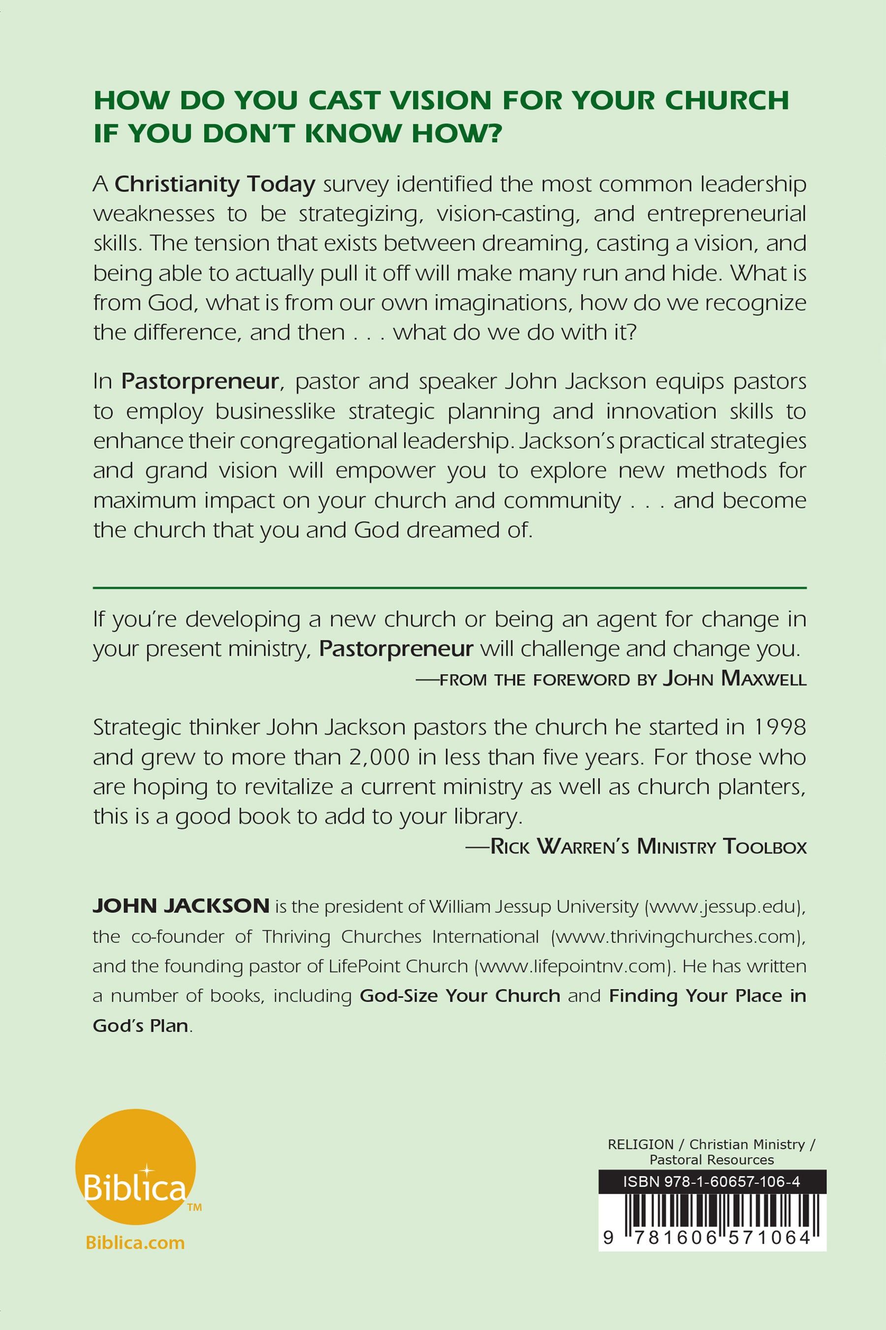 Pastorpreneur: Creative Ideas for Birthing Spiritual Life in Your Community